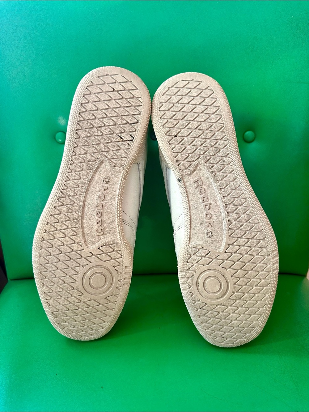 Reebok White Leather Court Shoes with Green Logo - Picture 7 of 9